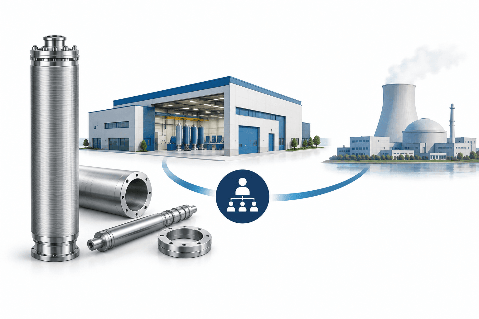 Concept illustration of the Westerman acquisition connecting centrifuge-component manufacturing with Centrus’s enrichment operations.