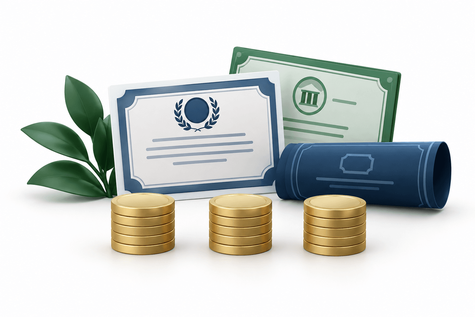 Concept illustration of the GLV distribution with monthly coin stacks beside abstract equity and bond investments.