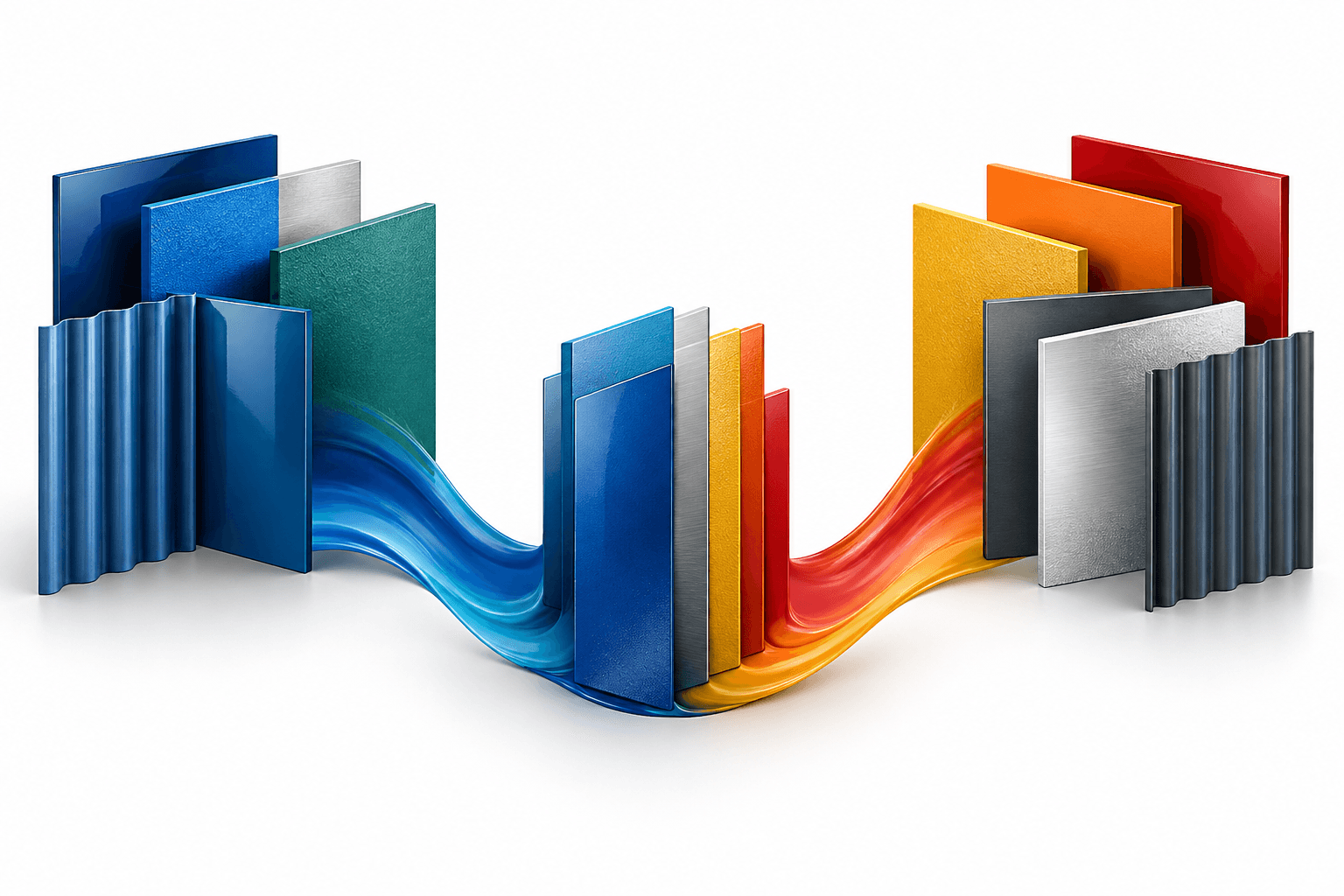 Concept illustration of colorful coating panels converging to represent the planned AkzoNobel merger with Axalta.