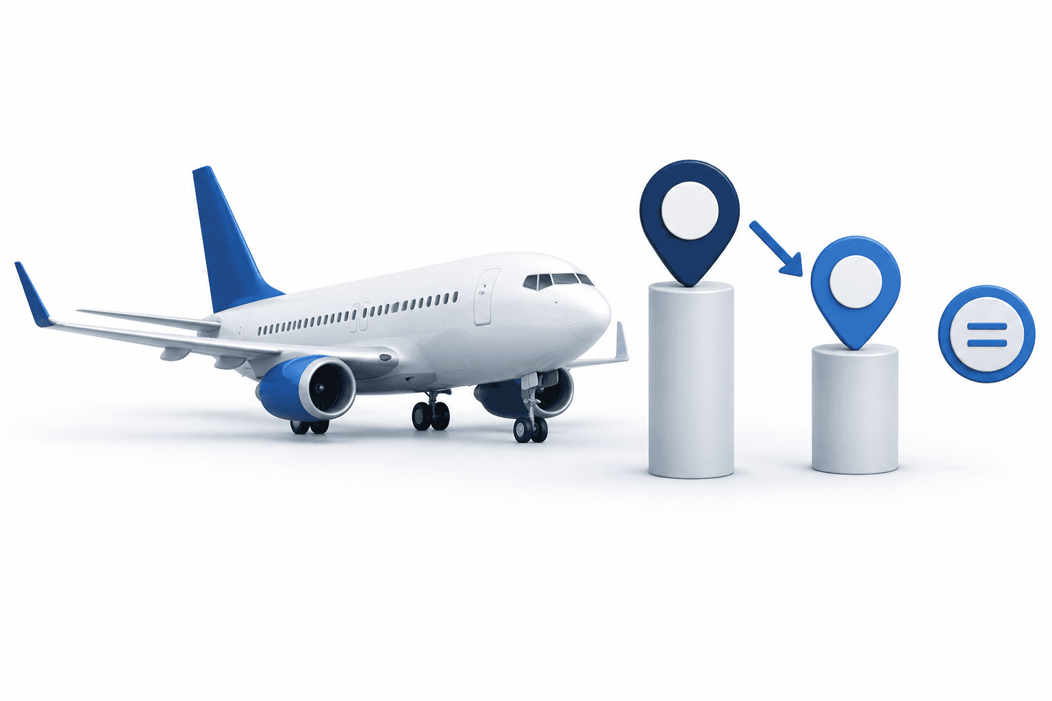 Concept illustration of an aircraft and valuation markers representing the Southwest price target reduction.