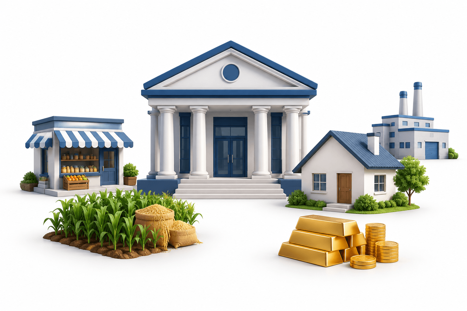 Concept illustration of KVB credit growth across retail, agriculture, small businesses and selective corporate lending.