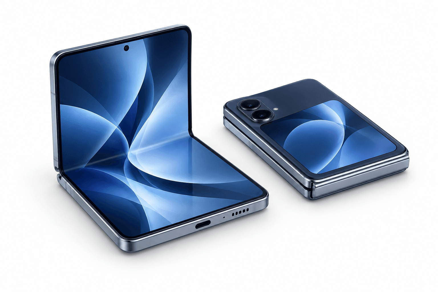 Concept illustration of the iPhone Duo foldable design with inner and outer displays.