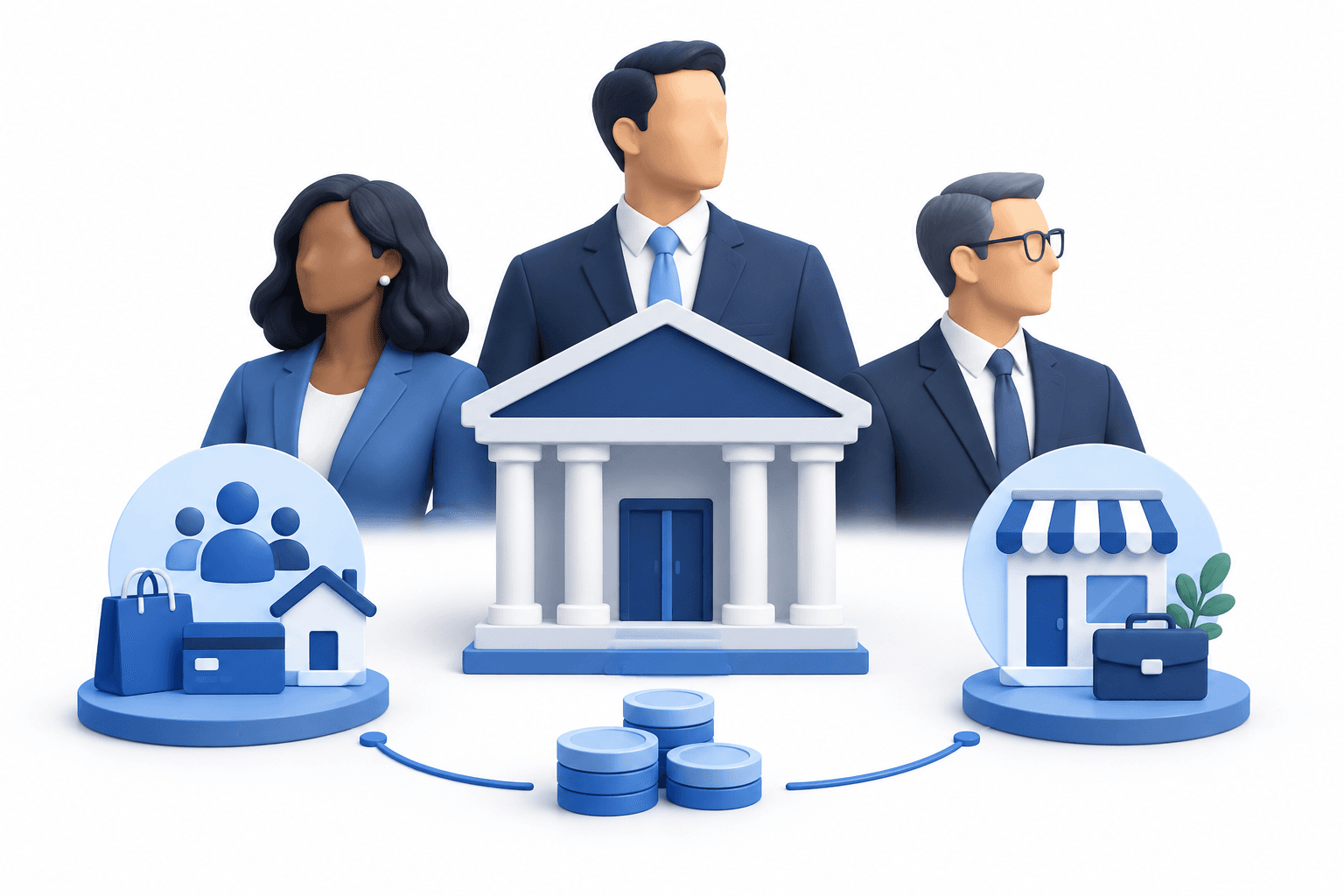 Concept illustration of Truist leadership changes spanning consumer and small-business banking.