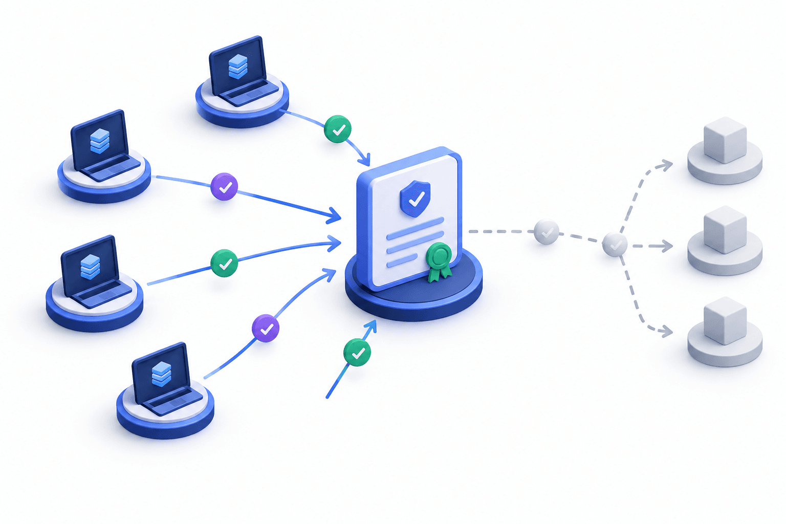 Concept illustration of Solana Alpenglow validator nodes exchanging votes around a finalization certificate.
