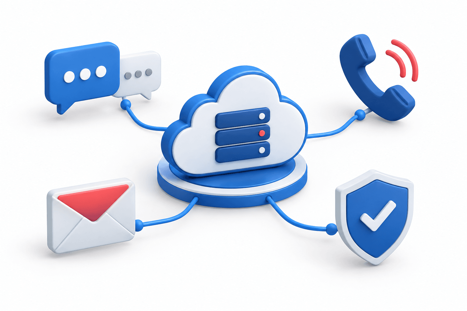 Cloud communications illustration accompanying the Twilio price target update, with messaging, voice, email and verification symbols.
