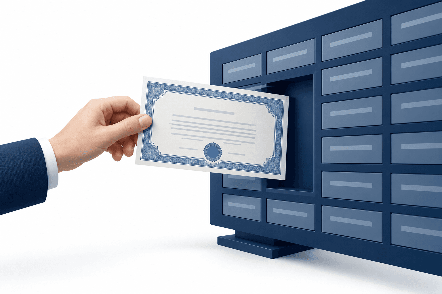 Conceptual illustration of the Arwidsro bond being removed from a securities-market display.