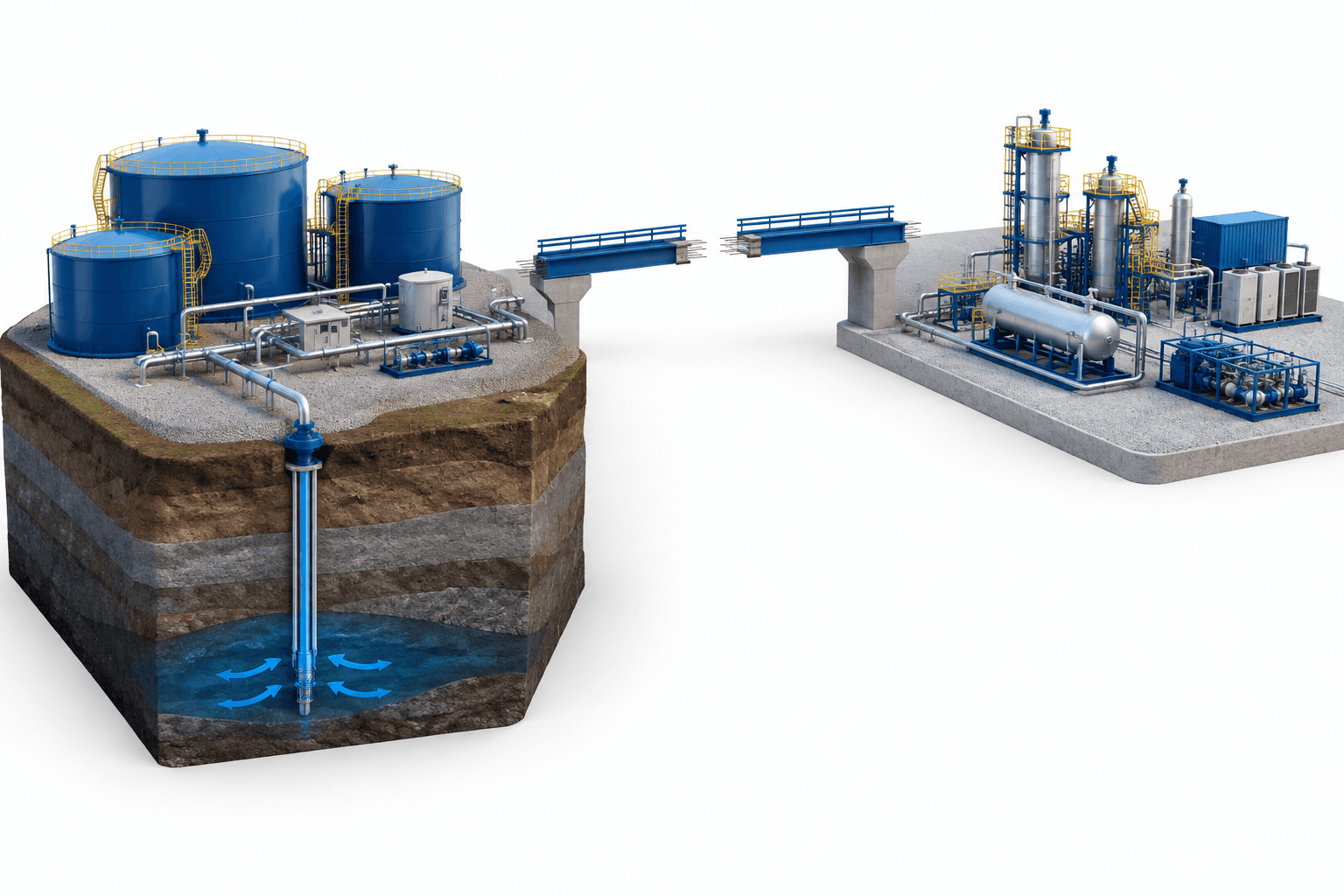 Concept illustration of oilfield water-management infrastructure representing the proposed Vivakor acquisition.