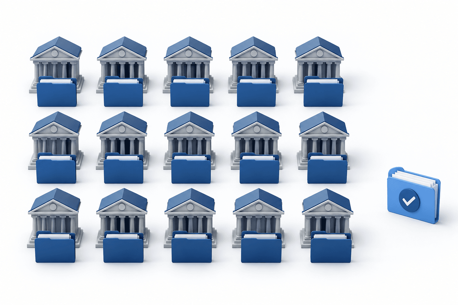Conceptual illustration of bank documents representing resolution plan feedback for 15 banking organizations.