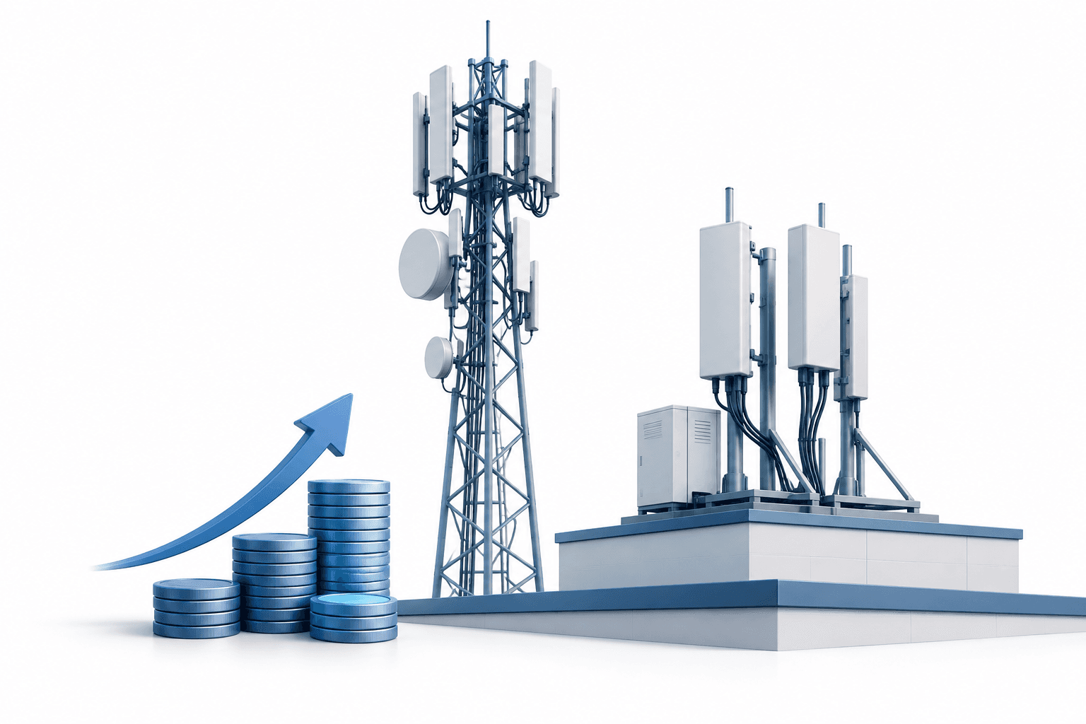 Concept illustration of wireless towers and dividend income accompanying news about Crown Castle shares.