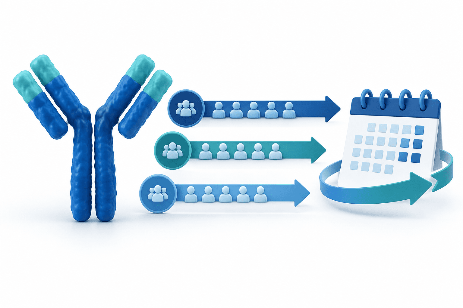 Concept illustration of antibody treatment and extended clinical follow-up for Ziihera survival data.