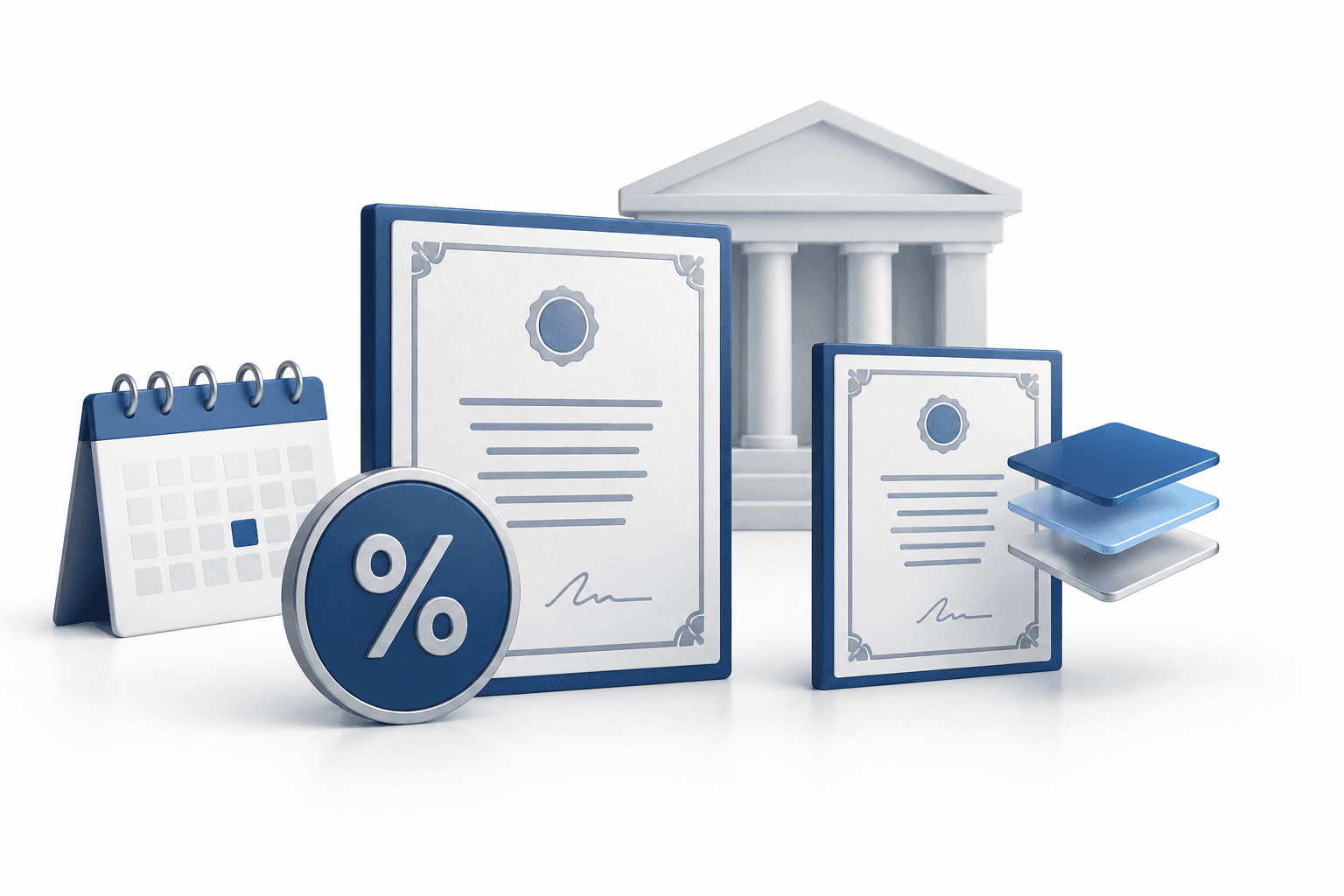 Concept illustration of PNC senior notes with two debt certificates and a calendar representing their shared maturity.