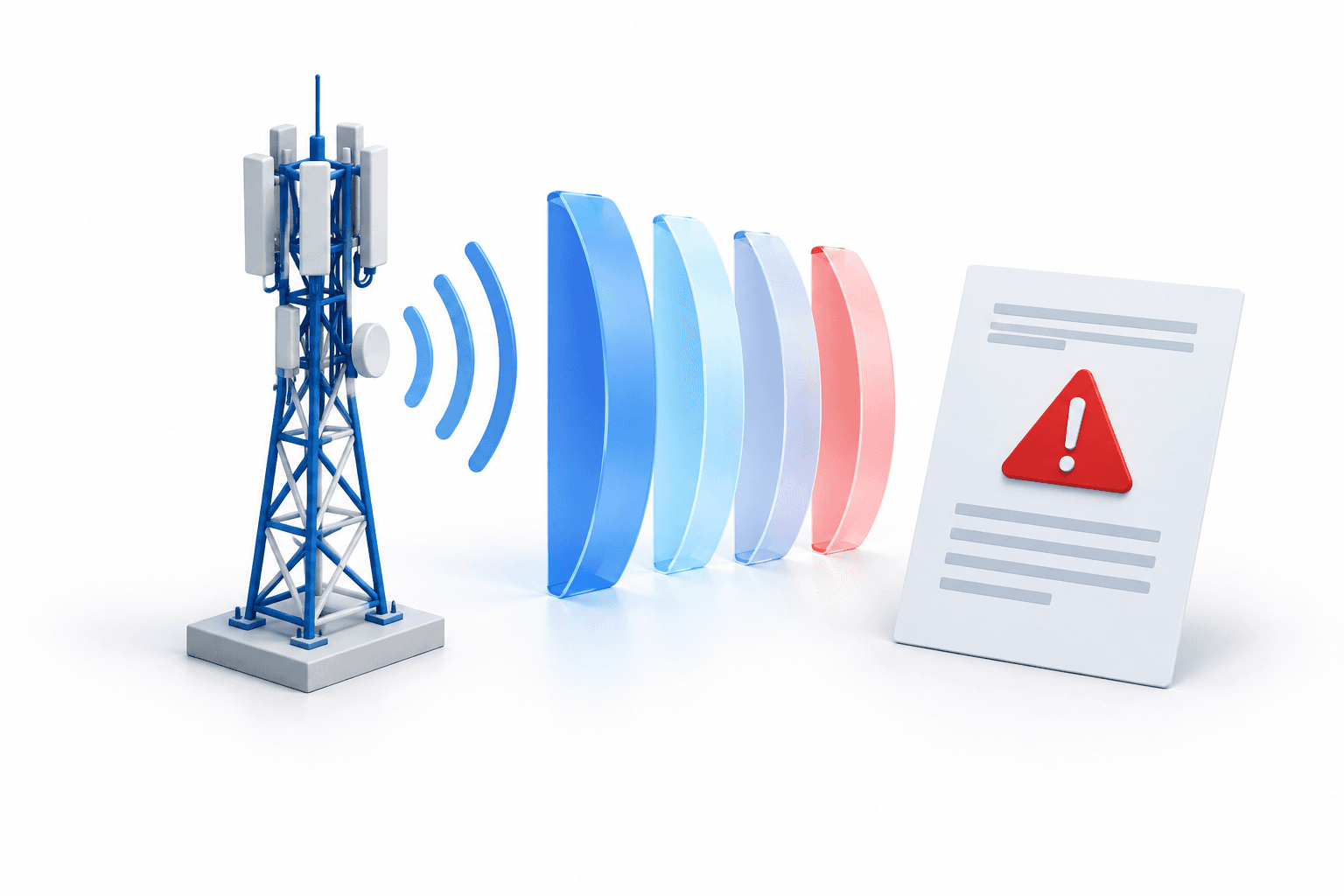 Concept illustration of a telecom tower and spectrum oversight accompanying the decline in Tuas shares.