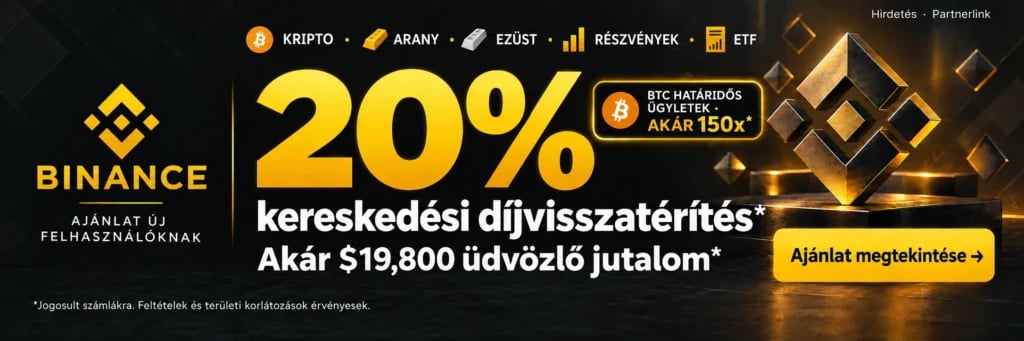 Binance. KRIPTO · ARANY · EZÜST · RÉSZVÉNYEK · ETF. 20% kereskedési díjvisszatérítés*. Akár $19,800 üdvözlő jutalom*. BTC HATÁRIDŐS ÜGYLETEK · AKÁR 150x*. *Jogosult számlákra. Feltételek és területi korlátozások érvényesek.