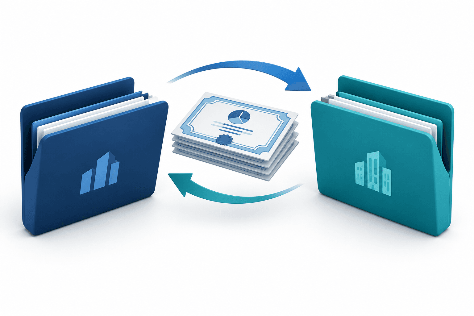 Concept illustration of TSF Investments transferring its entire equity holding between corporate portfolios.