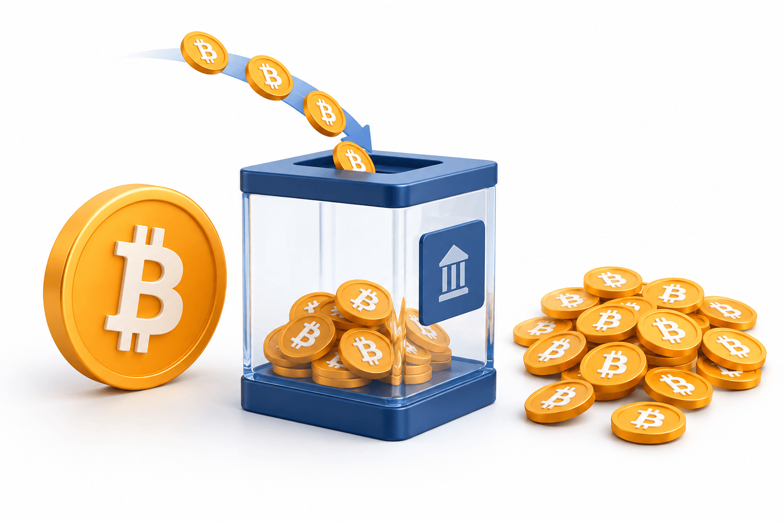 Concept illustration of Bitcoin ETFs receiving a modest inflow after larger withdrawals.
