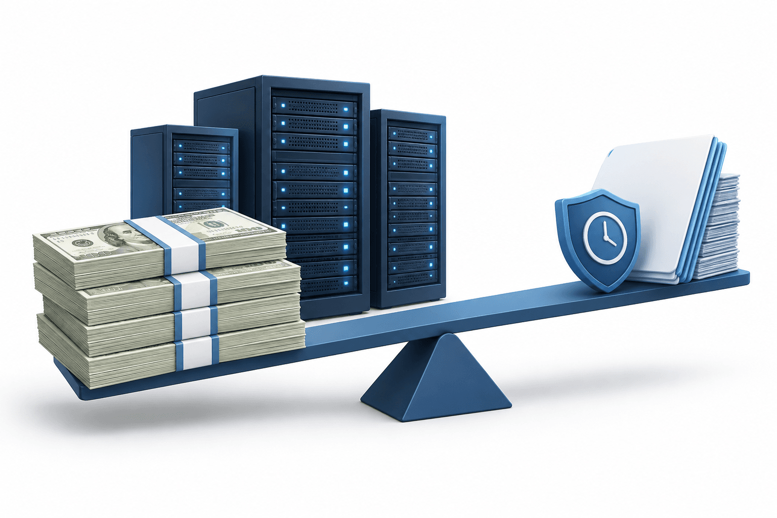 Concept illustration of Anthropic cash beside computing server racks
