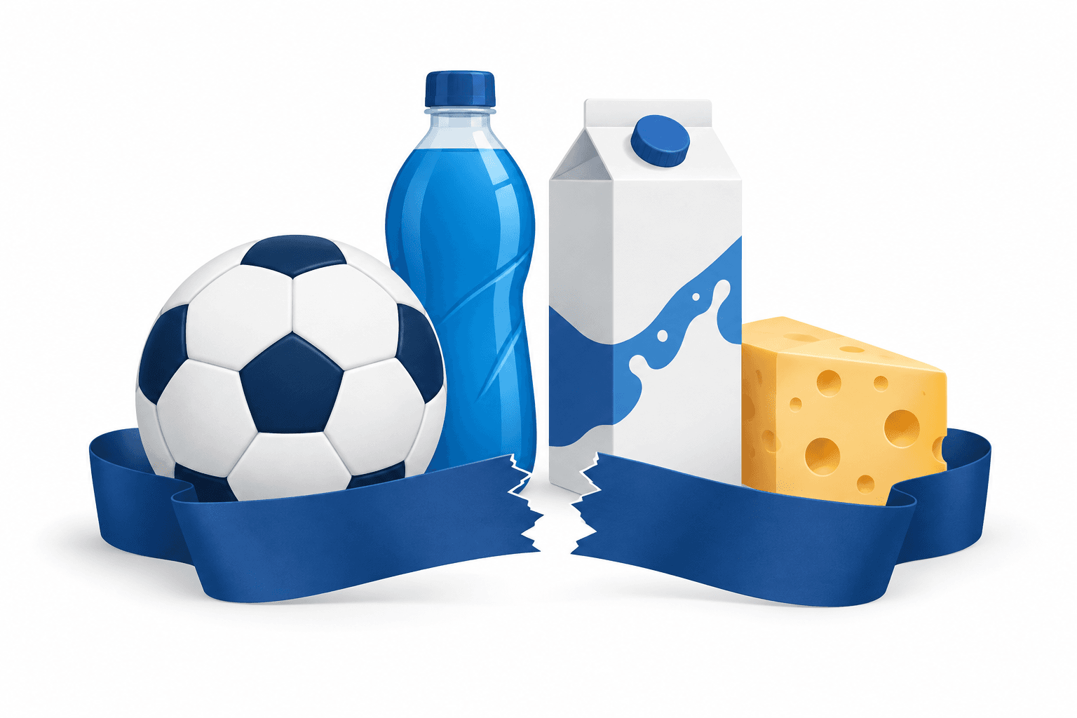 Illustration of Mbappe brand deals represented by a football and three generic product packages
