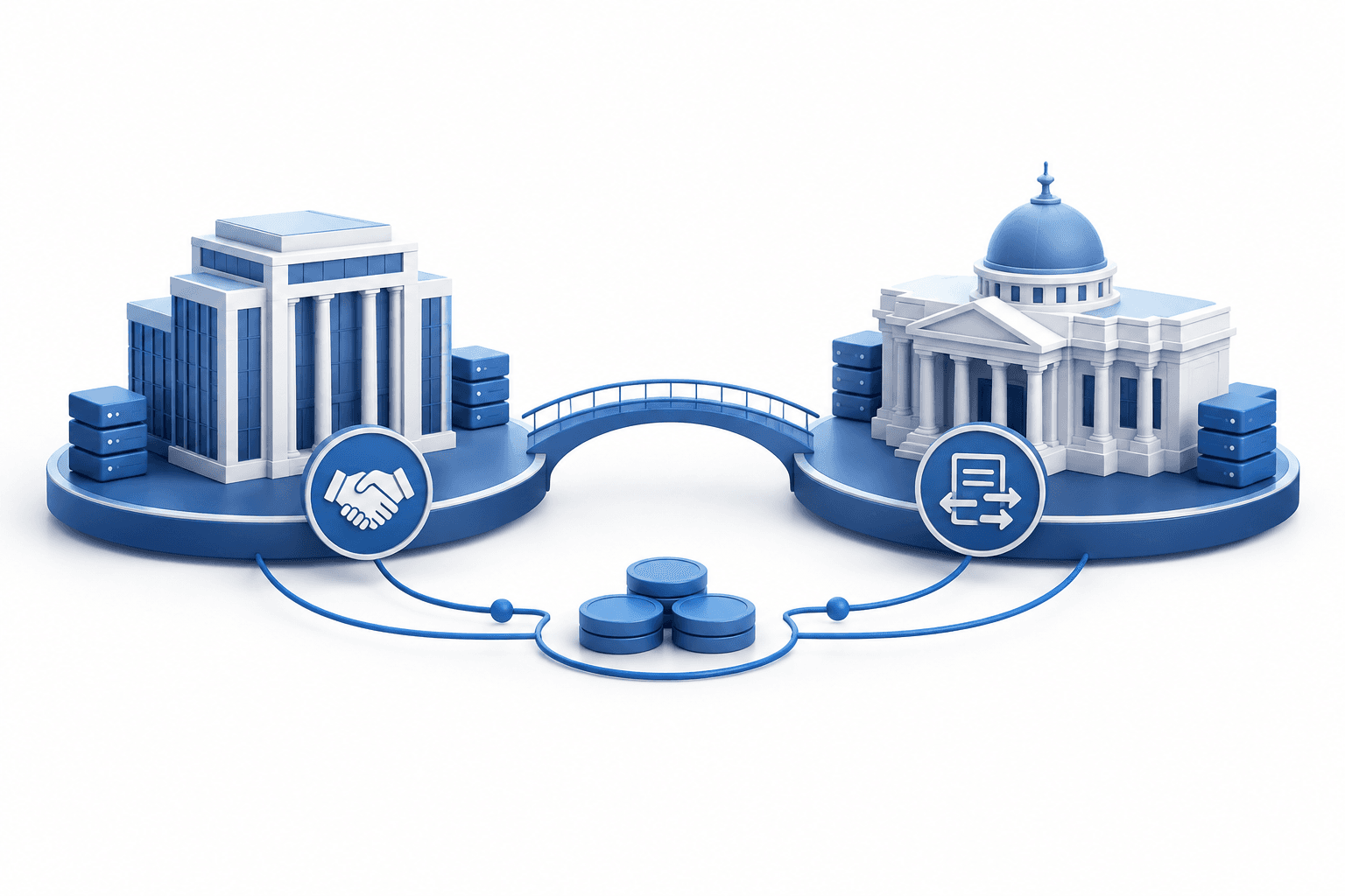 Concept illustration of connected clearing hubs for the SEBI clearing agreement