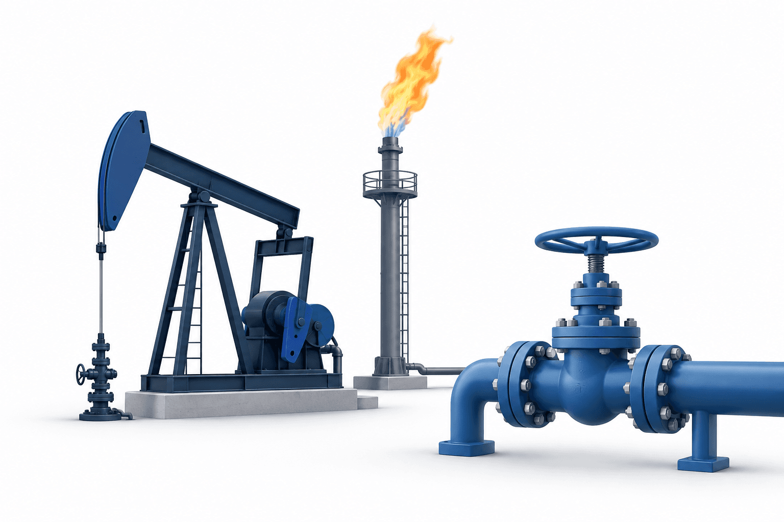 Concept illustration of an oil well and flare for the methane rule rollback
