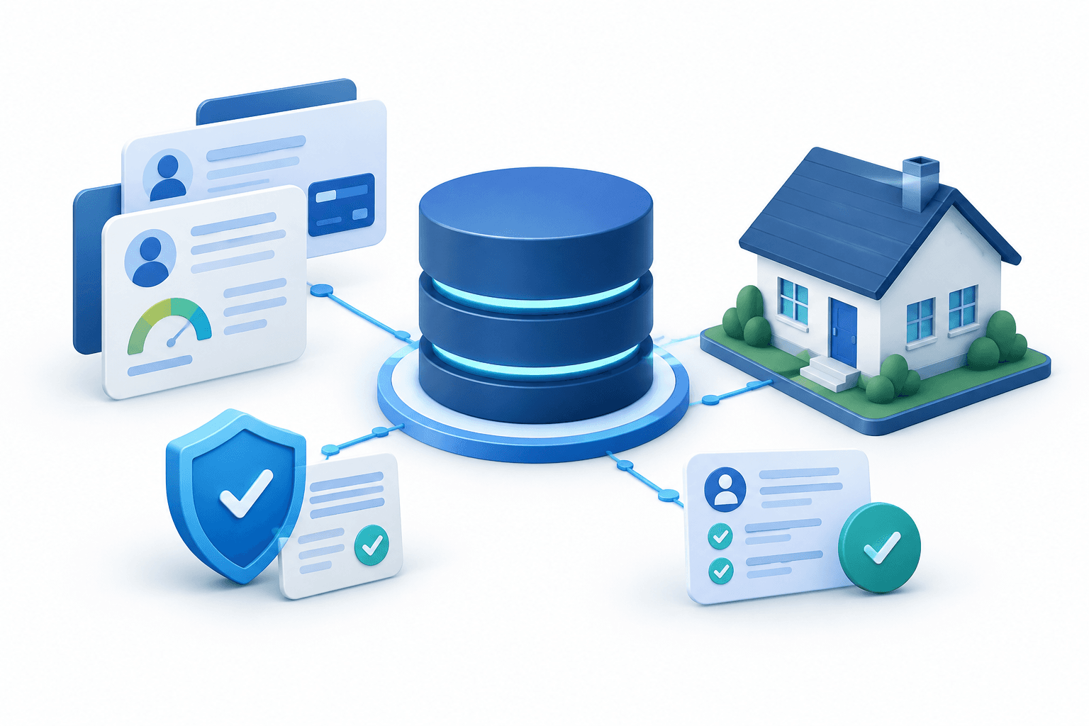 Equifax earnings concept illustration showing credit-data processing and mortgage-market exposure.