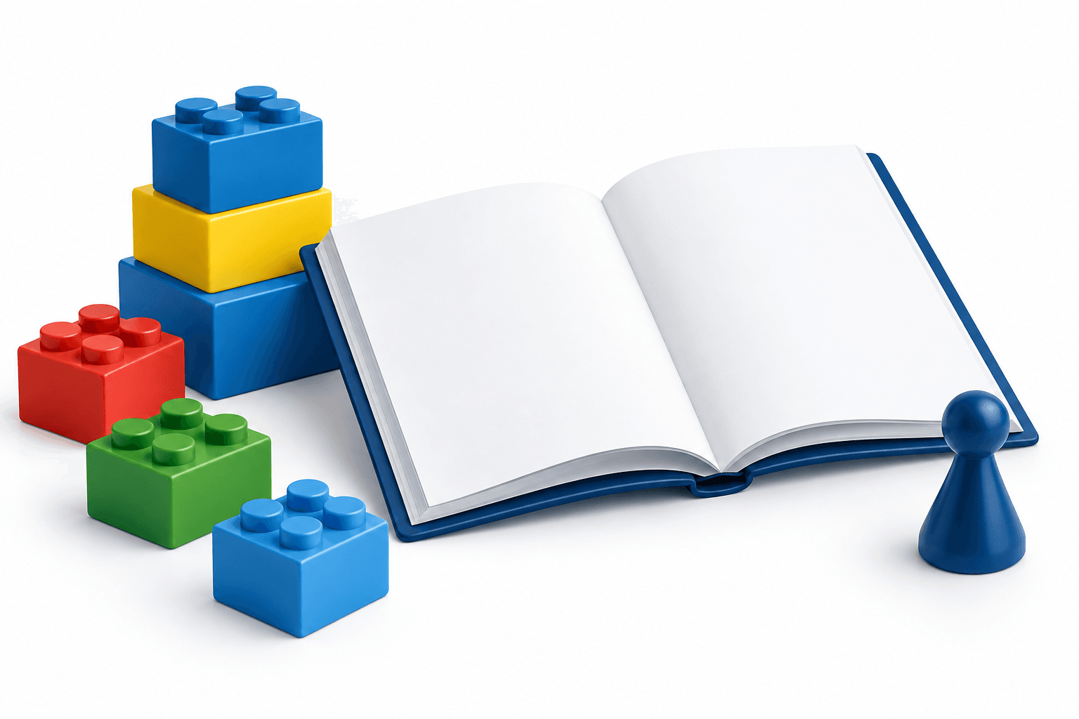 Toy blocks and a game piece beside a blank financial report, illustrating Hasbro earnings.