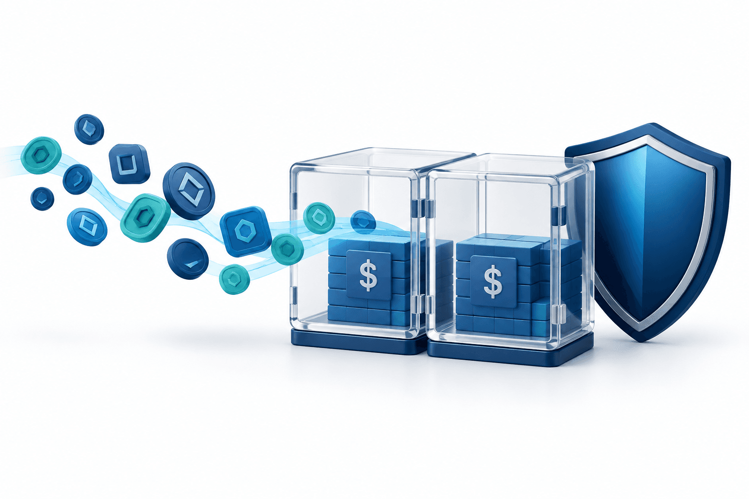 Concept illustration of Cover Re funding moving from digital tokens into collateral backing reinsurance obligations.