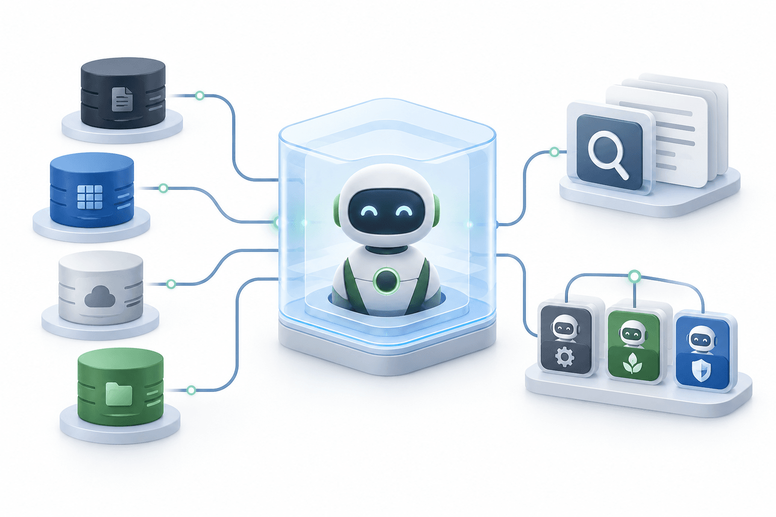Concept illustration of NVIDIA Agent Toolkit connecting an enterprise agent to company data within a protected runtime.