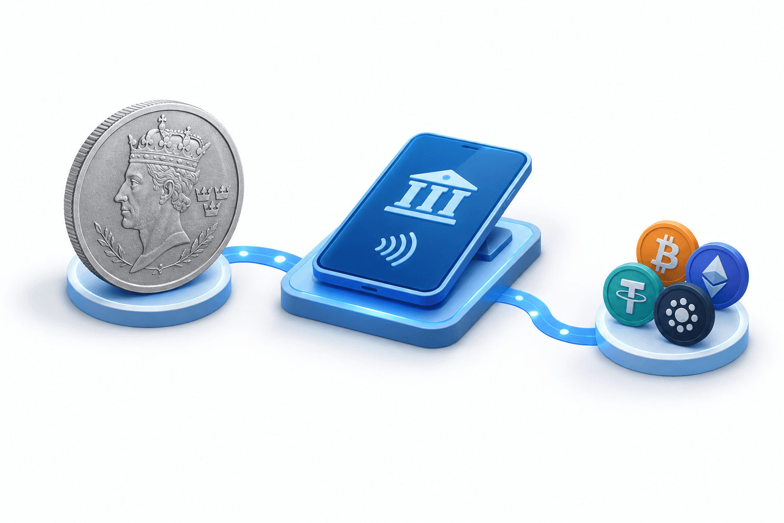 E-krona debate illustrated by Swedish digital money connected to a European payment platform.