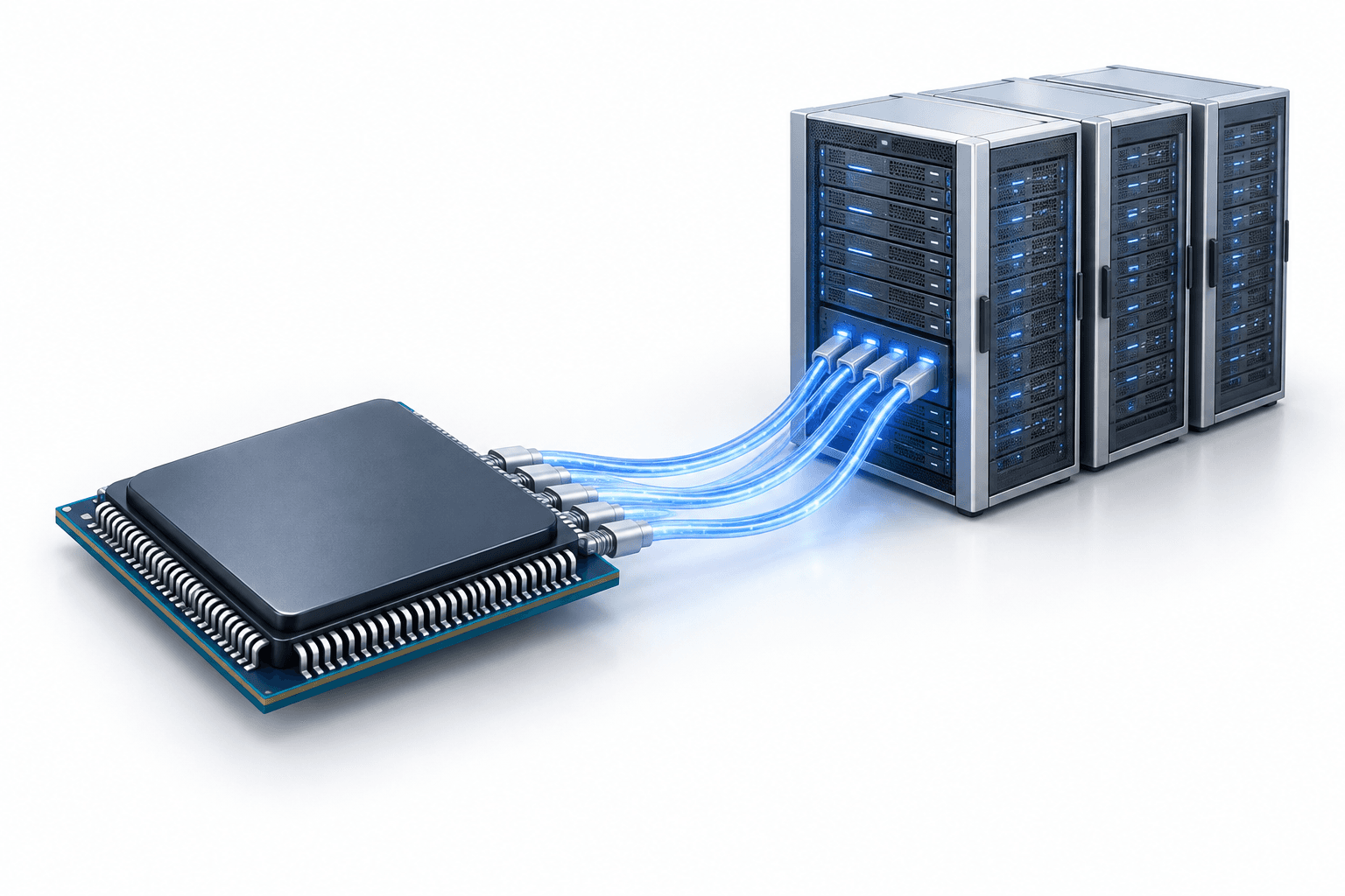 Semiconductor chip and optical data center connections illustrating the business behind MaxLinear shares.