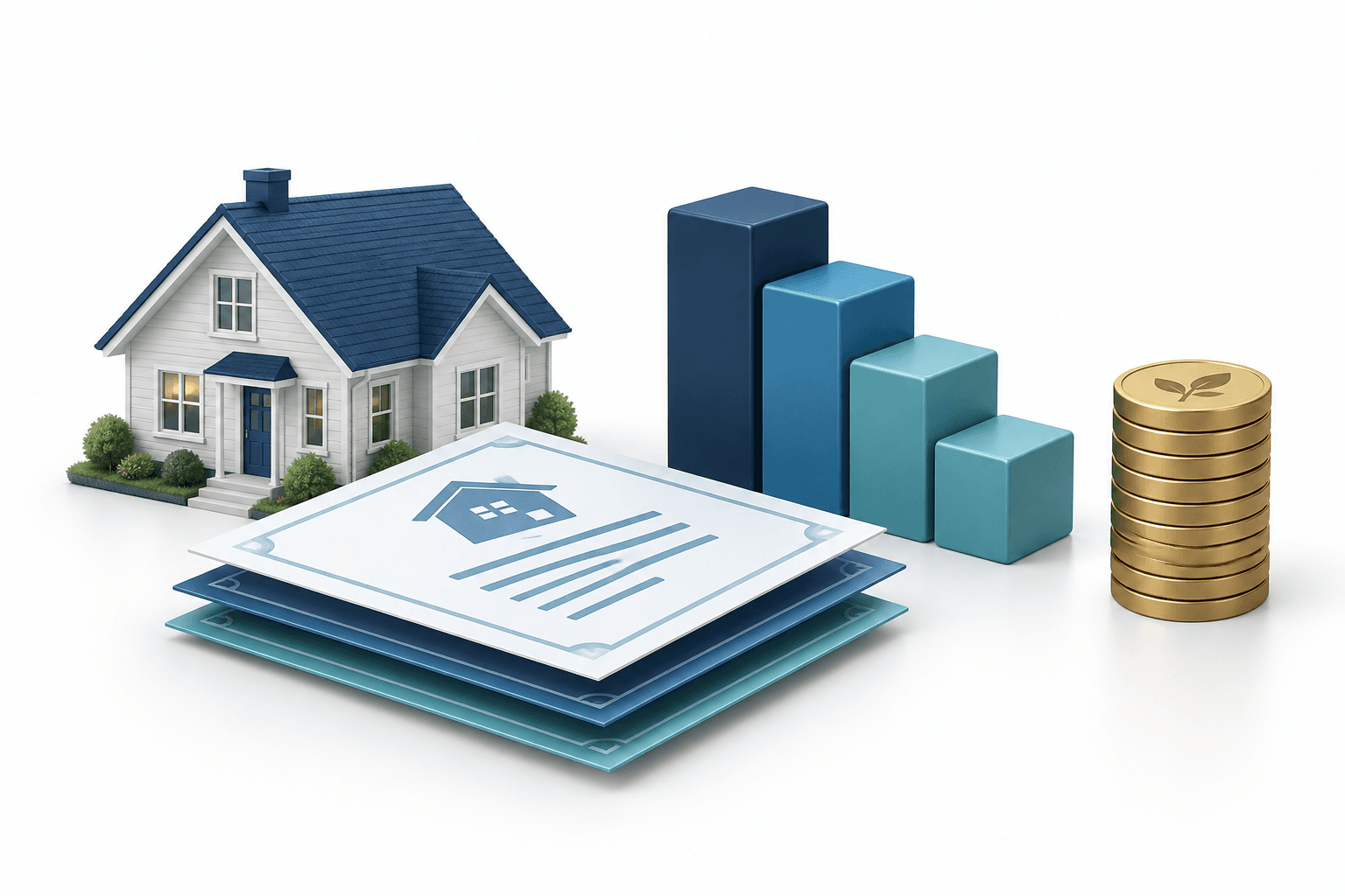 Concept illustration of Orchid Island earnings showing mortgage investments, reduced capital and dividend coins.
